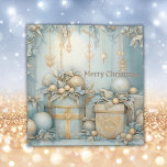 Vintage Gifts & Decor Merry Christmas Monogram |  Napkin<br><div class="desc">Decorate your holiday table with this set of four Vintage Christmas Gifts & Decor Merry Christmas Monogram cloth cocktail napkins. Each napkin features charming vintage Christmas Gifts & Decor design, adorned with festive decorations that embody the spirit of the season. The "Merry Christmas" monogram adds a personalized touch, making these...</div>