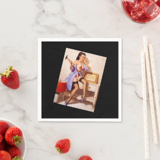 Vintage Gil Elvgren Hammer Classic Pinup Girl Napkin