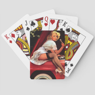 Vintage Gil Elvgren Retro Car Mechanic Pin Up Girl Playing Cards