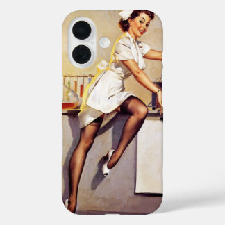 Vintage Gil Elvgren Retro Nurse Pin Up Girl iPhone 16 Case
