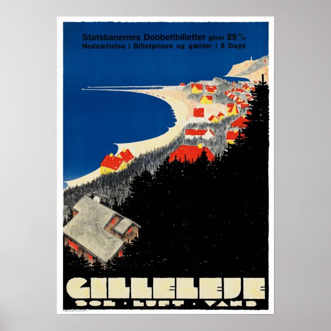 Vintage Gilleleje Denmark Travel Poster (Front)