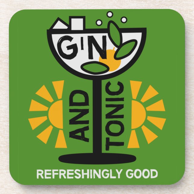Vintage Gin And Tonic Art Coaster (Front)