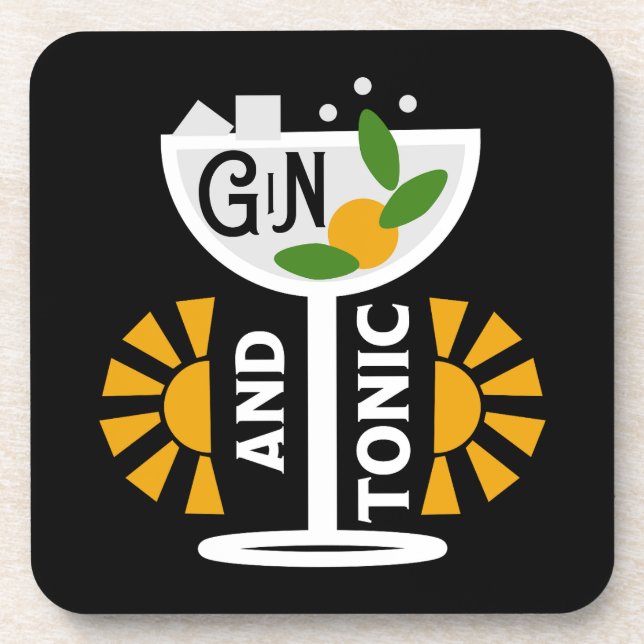 Vintage Gin And Tonic Art Coaster (Front)