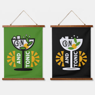 Vintage Gin And Tonic Art Hanging Tapestry
