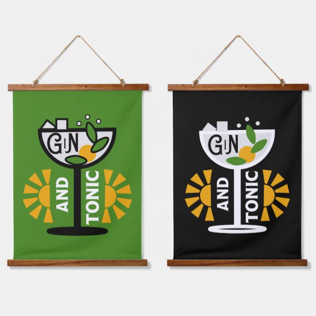Vintage Gin And Tonic Art Hanging Tapestry (Double)