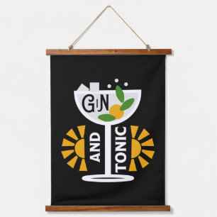 Vintage Gin And Tonic Art Hanging Tapestry