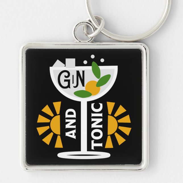 Vintage Gin And Tonic Art Keychain (Front)