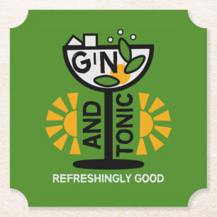 Vintage Gin And Tonic Art Paper Coaster