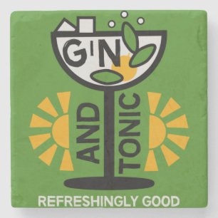 Vintage Gin And Tonic Art Stone Coaster