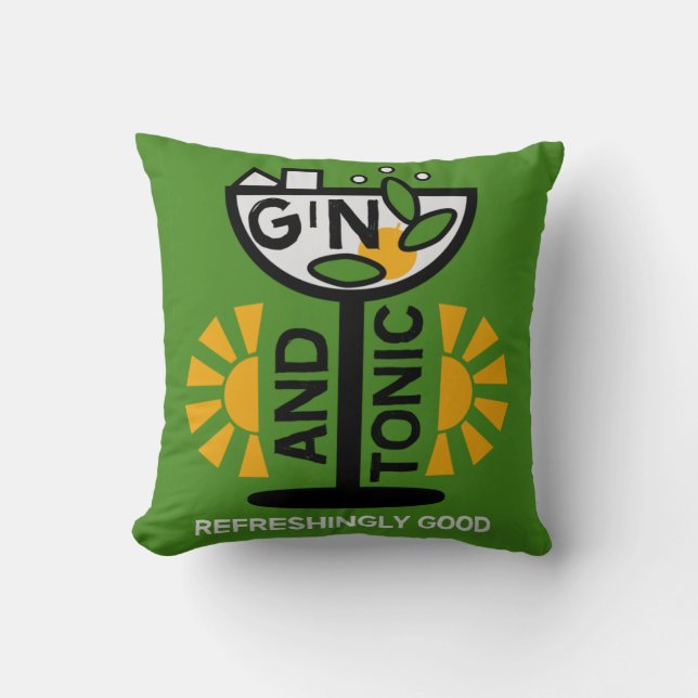 Vintage Gin And Tonic Art Throw Pillow (Front)