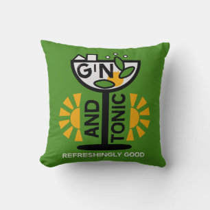 Vintage Gin And Tonic Art Throw Pillow