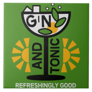Vintage Gin And Tonic Art Tile