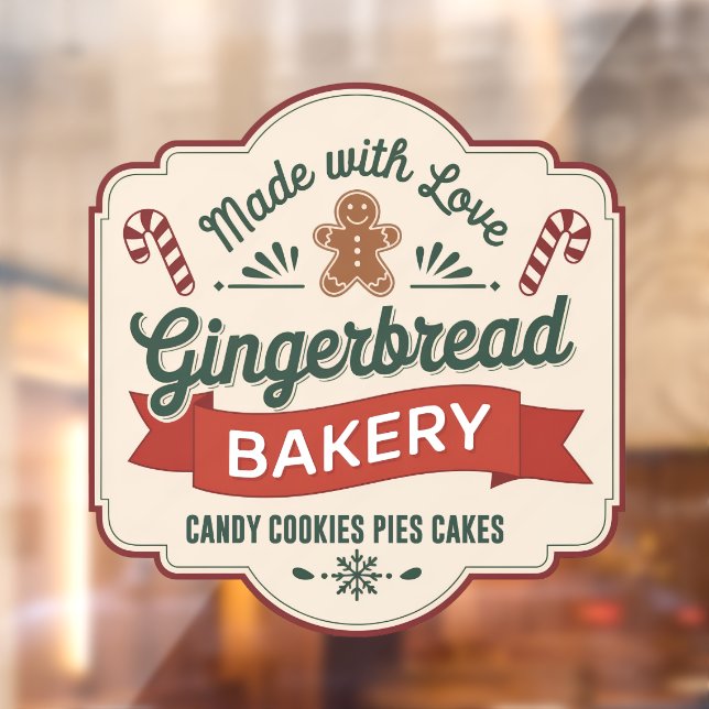 vintage gingerbread bakery Holiday Window Cling (Sheet 2)