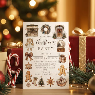 Vintage Gingerbread Christmas Invitation