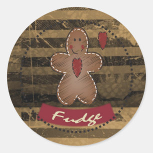 Vintage Gingerbread Fudge Classic Round Sticker