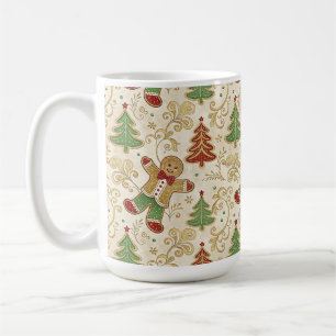 Vintage Gingerbread Man & Christmas Trees  Coffee Mug