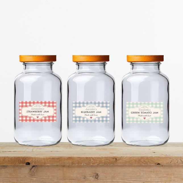 Vintage Gingham Made With Love Jar (Vintage Gingham Made With Love Jar Labels)