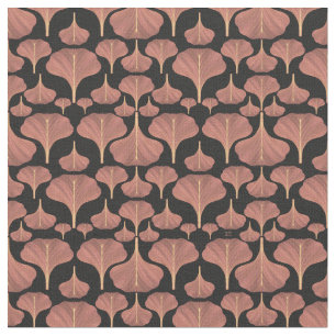 Vintage Gingko Black Floral Pattern Fabric