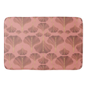 Vintage Ginkgo Pink Floral Pattern  Bath Mat