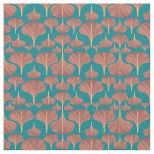 Vintage Ginkgo Teal Floral Pattern Fabric