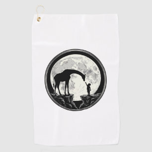 Vintage Giraffe and Child Moon Silhouette Shirt_1 Golf Towel