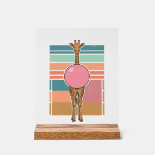 Vintage Giraffe Bubblegum Engraving Shirt Design_1 Acrylic Sign