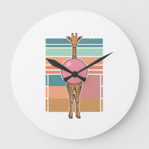 Vintage Giraffe Bubblegum Engraving Shirt Design_1 Large Clock
