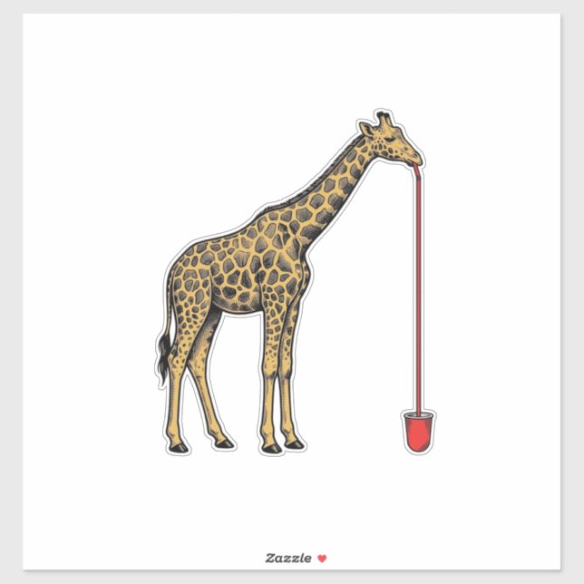 Vintage Giraffe Drinking Straw Vector Design_1 (Sheet)