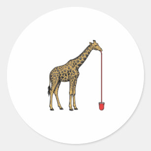 Vintage Giraffe Drinking Straw Vector Design_1 Classic Round Sticker