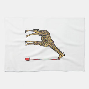 Vintage Giraffe Drinking Straw Vector Design_1 Kitchen Towel