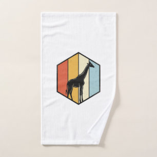 Vintage Giraffe Geometric Safari Vector Shirt_1 Hand Towel