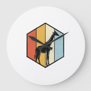 Vintage Giraffe Geometric Safari Vector Shirt_1 Large Clock