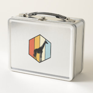 Vintage Giraffe Geometric Safari Vector Shirt_1 Metal Lunch Box