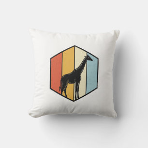 Vintage Giraffe Geometric Safari Vector Shirt_1 Throw Pillow