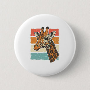 Vintage Giraffe Head Retro Sunset Vector Design_1 2 Inch Round Button