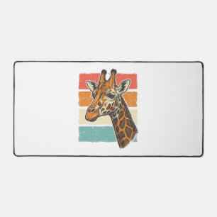 Vintage Giraffe Head Retro Sunset Vector Design_1 Desk Mat