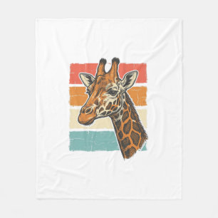 Vintage Giraffe Head Retro Sunset Vector Design_1 Fleece Blanket