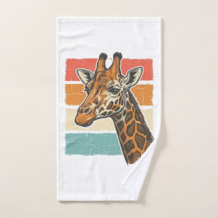 Vintage Giraffe Head Retro Sunset Vector Design_1 Hand Towel