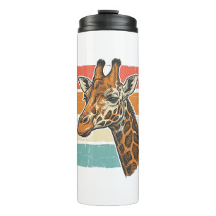Vintage Giraffe Head Retro Sunset Vector Design_1 Thermal Tumbler