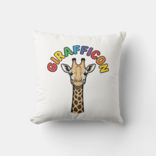 Vintage Giraffe Icon Cute Animal Shirt Design_1 Throw Pillow