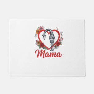 Vintage Giraffe Mama Floral Heart Shirt Design_1 Doormat