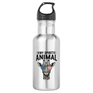 Vintage Giraffe Spirit Animal Patriotic Shirt Desi 532 Ml Water Bottle