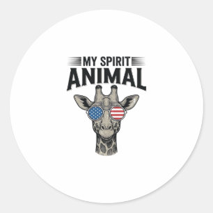 Vintage Giraffe Spirit Animal Patriotic Shirt Desi Classic Round Sticker