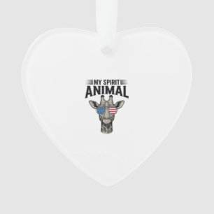 Vintage Giraffe Spirit Animal Patriotic Shirt Desi Ornament