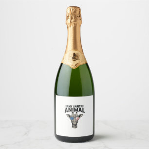 Vintage Giraffe Spirit Animal Patriotic Shirt Desi Sparkling Wine Label