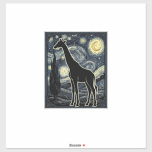 Vintage Giraffe Starry Night Engraving Shirt_1