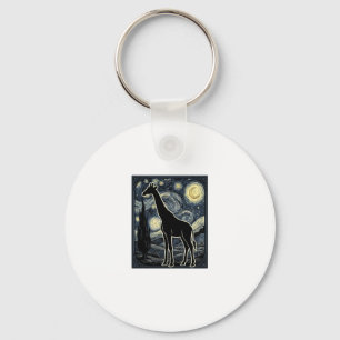 Vintage Giraffe Starry Night Engraving Shirt_1 Keychain