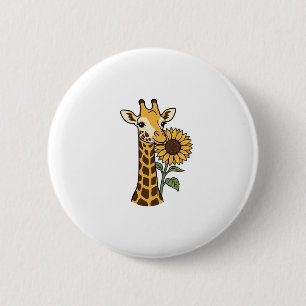 Vintage Giraffe Sunflower Vector Design_1 2 Inch Round Button