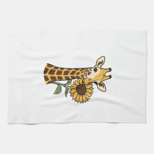 Vintage Giraffe Sunflower Vector Design_1 Kitchen Towel