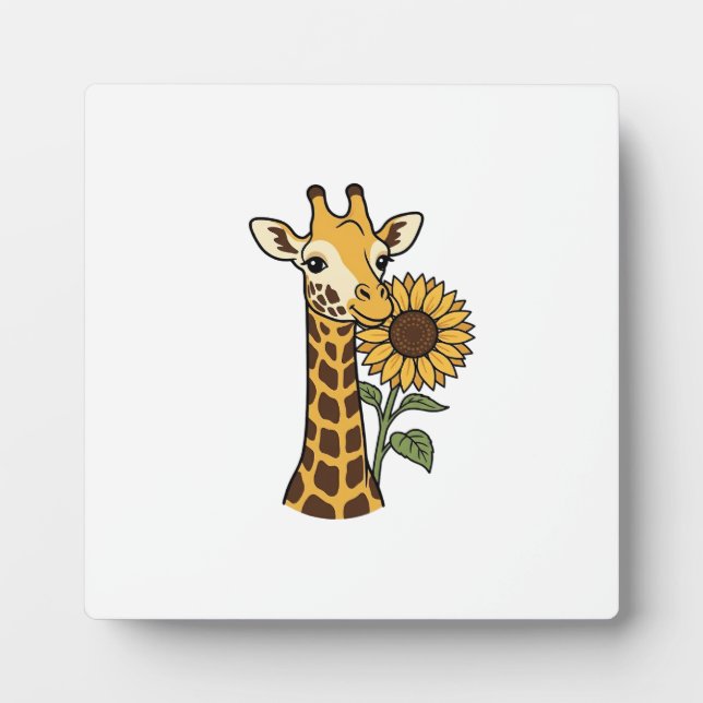 Vintage Giraffe Sunflower Vector Design_1 Plaque (Front)